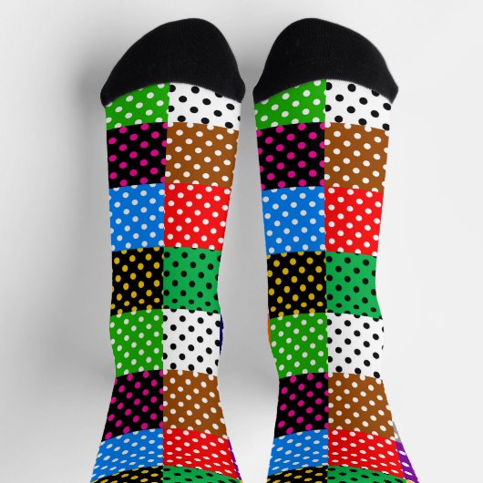 Veelkleurige Patchwork Quilt Polka Dots Sokken (Top)