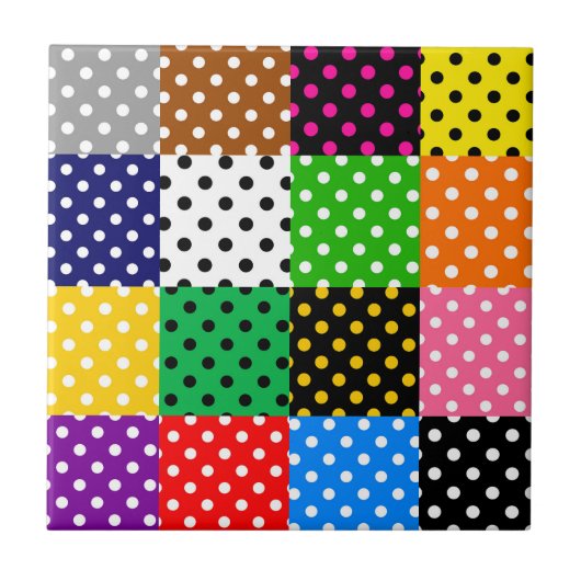 Veelkleurige Patchwork Quilt Polka Dots Tegeltje (Voorkant)