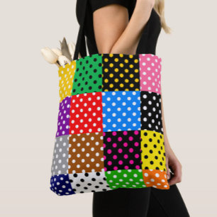 Veelkleurige Patchwork Quilt Polka Dots Tote Bag