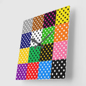 Veelkleurige Patchwork Quilt Polka Dots Vierkante Klok (Hoek)