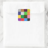 Veelkleurige Patchwork Quilt Polka Dots Vierkante Sticker (Tas)