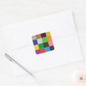 Veelkleurige Patchwork Quilt Polka Dots Vierkante Sticker (Envelop)