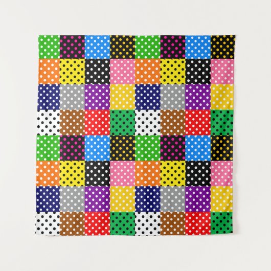 Veelkleurige Patchwork Quilt Polka Dots Wandkleed (Voorkant (horizontaal))