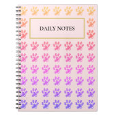 Veelkleurige Paw Pattern op Roze Notitieboek (Voorkant)