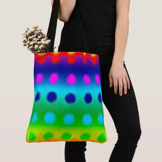 Veelkleurige Polka Dots Canvas tas (Dichtbij)