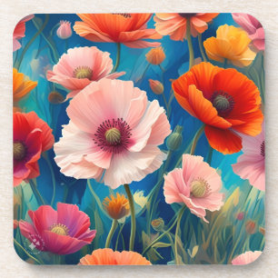 Veelkleurige Poppy Flowers Garden-47567 Bier Onderzetter