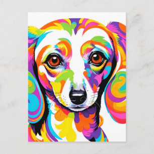 Veelkleurige psychedelische teckel hond briefkaart