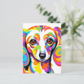 Veelkleurige psychedelische teckel hond briefkaart (Staand voorkant)