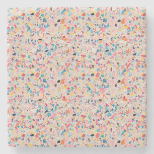 Veelkleurige Regenboog Terrazzo patroon Stenen Onderzetter