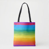 Veelkleurige regenboog Wiggly Stripes Tote Bag (Voorkant)