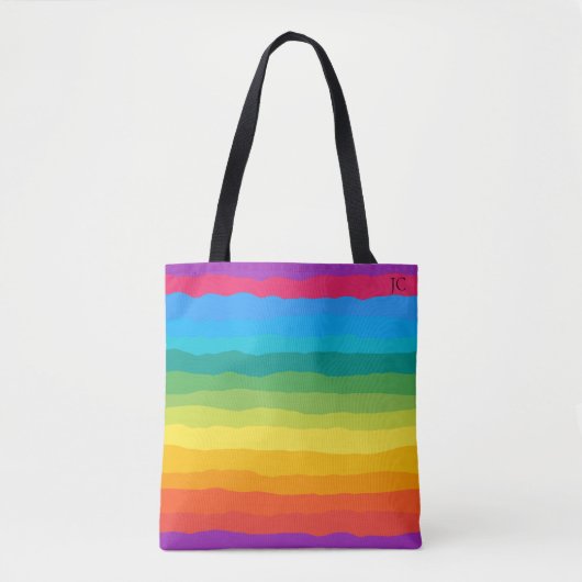Veelkleurige regenboog Wiggly Stripes Tote Bag (Voorkant)
