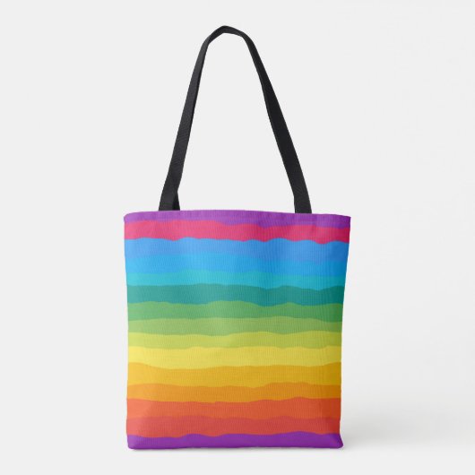 Veelkleurige regenboog Wiggly Stripes Tote Bag (Achterkant)