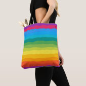 Veelkleurige regenboog Wiggly Stripes Tote Bag (Dichtbij)