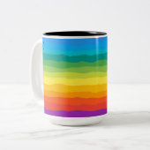 Veelkleurige regenboog Wiggly Stripes Tweekleurige Koffiemok (Voorkant links)