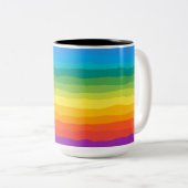 Veelkleurige regenboog Wiggly Stripes Tweekleurige Koffiemok (Voorkant rechts)