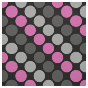 Veelkleurige Retro Sixties Polka Dots Grijs roze Stof