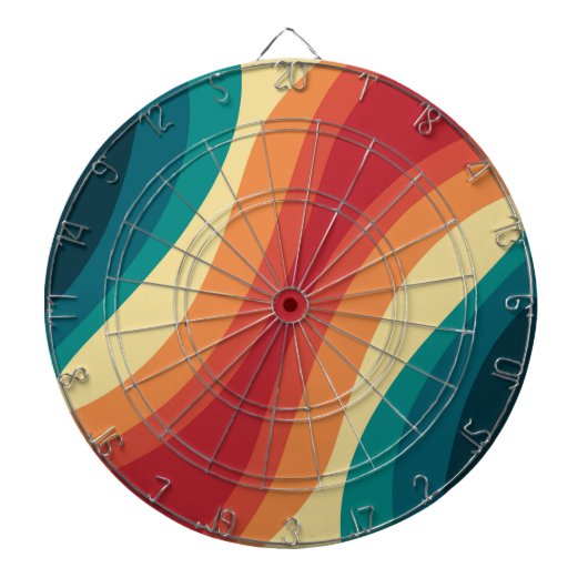 Veelkleurige retro stijl golven ontwerp dartbord (Voorkant)