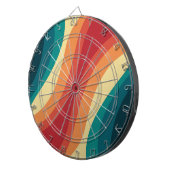 Veelkleurige retro stijl golven ontwerp dartbord (Voorkant Rechts)