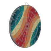 Veelkleurige retro stijl golven ontwerp dartbord (Voorkant Links)