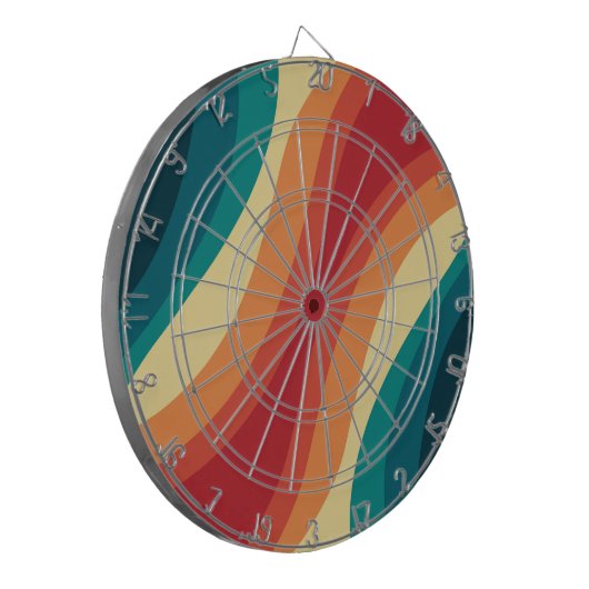 Veelkleurige retro stijl golven ontwerp dartbord (Voorkant Links)