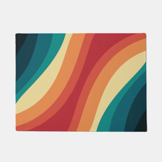 Veelkleurige retro stijl golven ontwerp deurmat (Voorkant)
