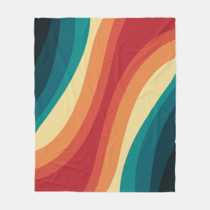 Veelkleurige retro stijl golven ontwerp fleece deken