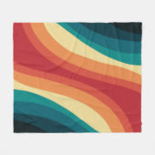 Veelkleurige retro stijl golven ontwerp fleece deken (Voorkant (Horizontaal))