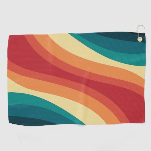 Veelkleurige retro stijl golven ontwerp golfhanddoek (Horizontaal)