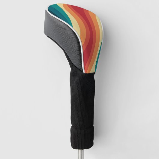 Veelkleurige retro stijl golven ontwerp golfheadcover (Schuin)