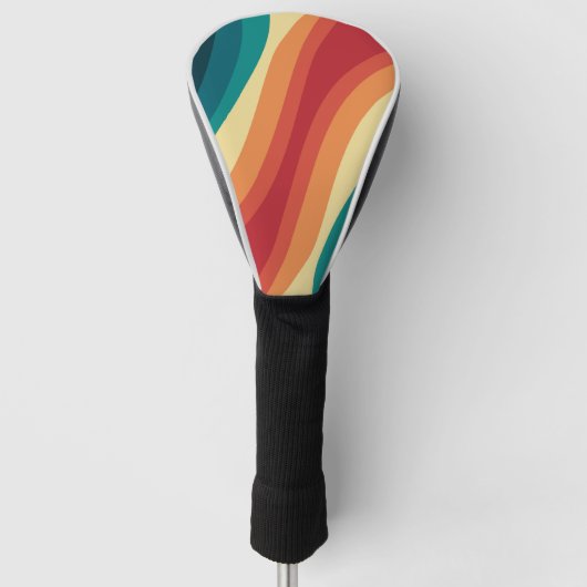 Veelkleurige retro stijl golven ontwerp golfheadcover (Voorkant)