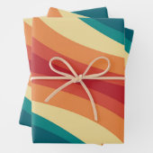 Veelkleurige retro stijl golven ontwerp inpakpapier vel (In situ)