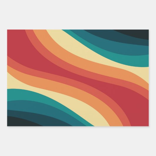 Veelkleurige retro stijl golven ontwerp inpakpapier vel (Voorkant)