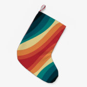 Veelkleurige retro stijl golven ontwerp kleine kerstsok (Voorkant (Hangend))