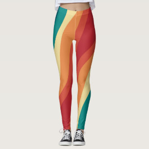 Veelkleurige retro stijl golven ontwerp leggings