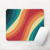Veelkleurige retro stijl golven ontwerp muismat (Met muis)