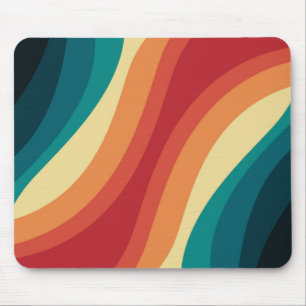 Veelkleurige retro stijl golven ontwerp muismat