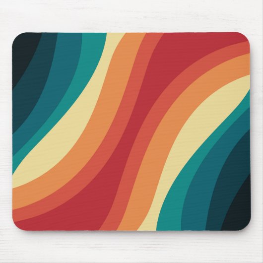 Veelkleurige retro stijl golven ontwerp muismat (Voorkant)
