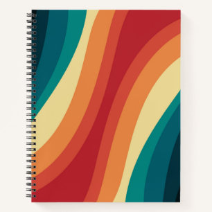 Veelkleurige retro stijl golven ontwerp notitieboek
