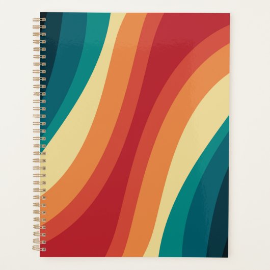 Veelkleurige retro stijl golven ontwerp planner (Voorkant)