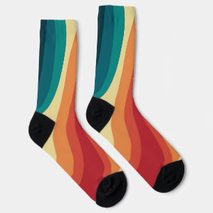 Veelkleurige retro stijl golven ontwerp sokken