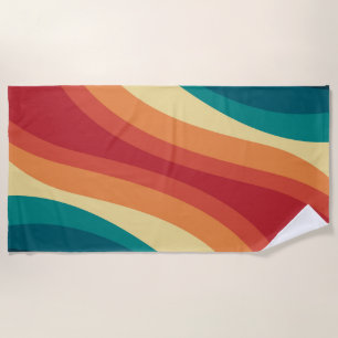 Veelkleurige retro stijl golven ontwerp strandlaken