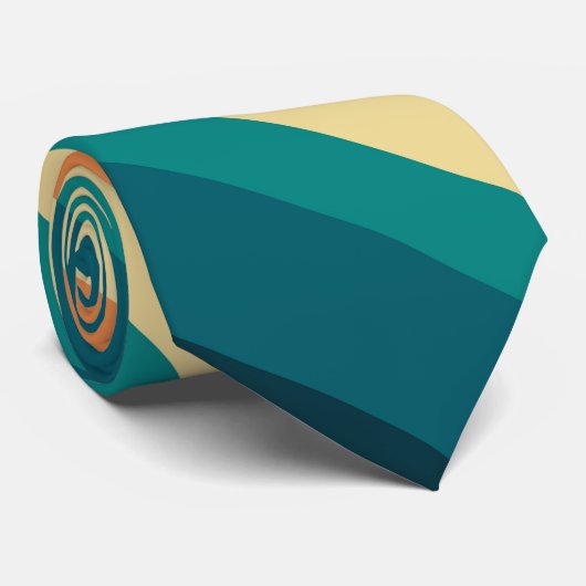 Veelkleurige retro stijl golven ontwerp stropdas (Opgerold)