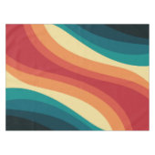 Veelkleurige retro stijl golven ontwerp tafelkleed (Voorkant (Horizontaal))
