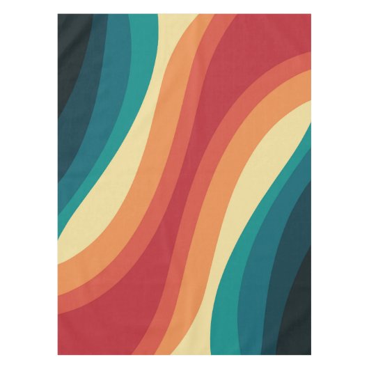 Veelkleurige retro stijl golven ontwerp tafelkleed (Voorkant)