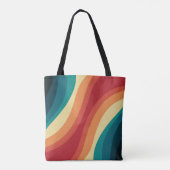 Veelkleurige retro stijl golven ontwerp tote bag (Achterkant)