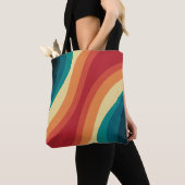 Veelkleurige retro stijl golven ontwerp tote bag (Dichtbij)
