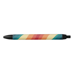Veelkleurige retro stijl golven ontwerp zwarte inkt pen