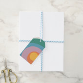 Veelkleurige retro stijlcirkels cadeaulabel (Met Touw)