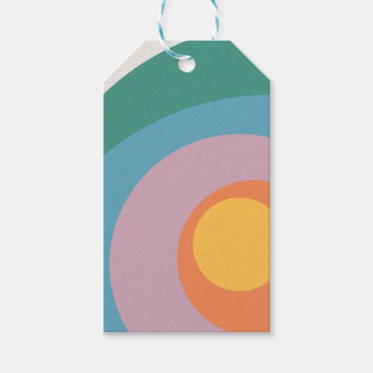 Veelkleurige retro stijlcirkels cadeaulabel (Voorkant)