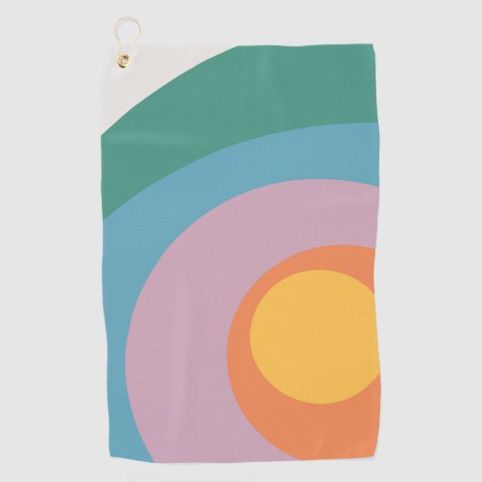 Veelkleurige retro stijlcirkels golfhanddoek (Voorkant)